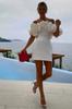 Venta Directa de Fábrica Vestido 2026 Verano Mujer Volantes Sexy Hombro Descubierto Gama Alta Elegante Vestido de Gala Estilo Francés Color Sólido
