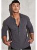 Código europeo 2025 comercio exterior transfronterizo para hombre primavera y otoño deportes fitness ocio cuello alto elástico color sólido manga larga cuello en V POLO