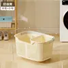 Cesta de Armazenamento Portátil com Rodas Novo Estilo, Cesto de Roupas Sujas para Banheiro Doméstico, Grande Capacidade, Plástico Espessado, Cesto de Roupas Sujas Respirável, Atacado