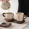 Taza de cerámica estilo chino con ceniza vegetal para oficina, taza de té, taza de café para uso en casa y oficina, doble propósito para té y café, juego en caja de regalo, personalizable