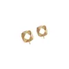 Aretes cuadrados cepillados con baño de oro de 14K que conservan el color con alfiler, materiales para accesorios de aretes con engaste de perlas hechos a mano DIY