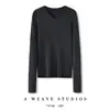 Suéter de punto para mujer, 100% cachemir puro, suave y acogedor, de cuello en V, corte ajustado, manga larga, playera base de punto