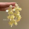 Caminhada à Beira-Mar ~ Estilo Férias de Início de Primavera Brincos de Flor Trançada Moda de Luxo Leve da Indústria Pesada Brincos com Lantejoulas e Franjas