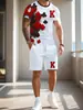 25 Verano AliExpress León Ancla Flor Raya Estampado 3D Camiseta de Manga Corta y Pantalones Cortos Conjunto Deportivo Casual