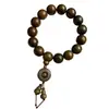 Pulseira de Sândalo Verde Natural com Grão Liso, Contas de Buda de 2,0 mm, Ornamento de Cabacinha de Sândalo, Pulseira Unissex, Atacado de Contas de Madeira
