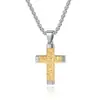 Pendente Cruzado de Aço Inoxidável com Textura Geométrica Irregular de Pressão de Óleo Original Transfronteiriço Colar Masculino de Aço Titânio