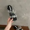 Pantuflas de Tacón Grueso con Perlas Estilo Hada Francesa para Mujer, Nuevas Sandalias de Deslizamiento Bohemian con Punta Abierta para Verano 2026, para Vacaciones