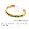 Pulsera de Acero Inoxidable Europea y Americana Zirconia Verde Brillante con Apertura de Diamante Tendencia Moda Acero de Titanio Chapado en Oro de 18K para Mujer