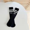 Calcetines deportivos de media caña para niños con rayas de dos barras estilo japonés, algodón, ins, moda moderna, casual, deportivos, de algodón