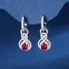 Huabi Jewelry Base de Cobre Chapado en Oro Pendientes de Botón Imitación Vintage Corindón Rojo Espinela Azul Forma de Gota Piedra Principal 5*7