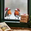 BRUP Calcomanía Navideña de Petirrojo para Ventana Escena Invernal de Nieve Pájaro Pequeño Festival Cálido Navideño Calcomanía para Ventana Pintura HS-UV5763C
