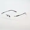 M0040 Gafas Cuadradas Sin Marco de Negocios Anti-Luz Azul Montura Pequeña Danyang para Hombres y Mujeres, Montura de Gafas de Titanio Puro Electrochapado Shenzhen