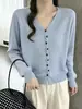 Cárdigan de punto fino de lana retorcida con botones para mujer, corte holgado, con un patrón texturizado y retorcido, suave y liso, adecuado para ropa de trabajo