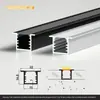 Perfil de Alumínio para Luminária Linear LED Luminária Linear Embutida Canaleta de Alumínio para Luminária Tira de Luz Dura Canaleta de Alumínio Fonte de Luz Lateral