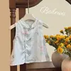 Conjunto de Colete Sem Manga Casual de Verão Novo para Meninas, Estilo Chinês Novo, Roupas de Moda Infantil Estilosas para Bebês Meninas