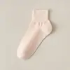 Meias femininas de verão, cor sólida, sem costura, meias de algodão finas, cor dopamina, simples, com barra solta, meias de maternidade