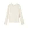 Camisa Base de Acetato de Tencel e Lã para Mulheres no Outono e Inverno, Top de Gola Redonda, Pode Ser Usado como Camada Externa, Camiseta Básica de Manga Longa 8016