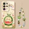 Funda de teléfono Samsung S26 Ultra apta para el verano S25 caricatura fresca S24 anticaída S23 sandía S22 con cadena para colgar