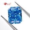 Color Aguamarina Profundo, Medio y Claro Rectangular Facetado Pequeño Octagonal Cortado a Mano Corte Flor de Hielo Piedra Brillante Cubic Zirconia Zirconio Sintético