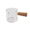 Diseño de Nicho Espresso Mango de Madera Báscula Vidrio Resistente al Calor Mini Taza de Leche Condimento Jarra para Verter Leche