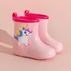 Botas de lluvia para niños Rainbow Horse de 1 a 9 años, EVA, con diseño de dinosaurio pequeño, antideslizantes, impermeables, para niños y estudiantes