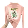 Blusa Base de Manga Longa de Veludo Zhongda Tongde para Meninas, Nova Coleção Outono/Inverno 2026, Blusa com Gola Meia-Alta Forrada com Fleece