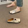 Mules Cuadrados Planos Estilo Francés para Mujer, Nuevo Modelo Verano 2026, Zapatos sin Cordones para Combinar con Faldas, Sandalias de un Solo Zapato