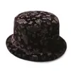 Boina cálida de otoño e invierno para mujeres mayores, sombrero de abuela moderno y grueso, sombrero tipo cubo de terciopelo dorado