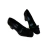 Zapatos de Salón Bajos de Estilo Retro Francés para Mujer, Zapatos de Tacón Grueso Estilo Oficina con Punta Cuadrada, Zapatos de Salón Bajos Simples con Lazo para Mujer