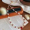 Collar cadena clavícula Guofeng retro concha natural ágata calcedonia roja natural