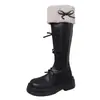 Botas largas de mujer estilo francés, gruesas y con suela gruesa, forradas de polar, color café, adelgazantes, nuevas botas vintage Otoño-Invierno 2026 para mujeres bajitas