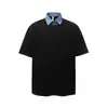 Nanxia estilo verão novo falso duas peças gola de camisa ombros caídos mangas curtas estilo japonês lapela solta retalhos camiseta moderna