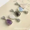 Colgante de Venta Caliente Transfronterizo, Moderno y Sencillo, Colgante de Collar con Incrustaciones de Cuarzo Rosa Hueco con Forma de Pera y Lágrima