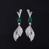 Pendientes de Imitación de Esmeralda Natural y Diamante Pendientes Largos Europeos y Americanos Exagerados con Borla Pendientes Vintage Completos de Diamante Pendientes de Lujo Ligero