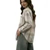 Camisa Xadrez Solta Casual Versátil de Manga Longa com Gola Reversível para Mulheres - Site Independente Europeu e Americano da Amazon 2025