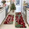 Novos Tapetes de Chão de Veludo Cristal de Natal da Amazon São Resistentes a Manchas e ao Desgaste, Tapetes Combinados para Cozinha, Antiderrapantes e Fáceis de Limpar