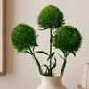 Arreglo Floral Moderno para el Hogar Chino, Flor Artificial, Tacto de Flor Artificial, Bambú de Piedra Verde, Exhibición de Habitación Modelo, Bola de Pelo Verde de Goma Suave