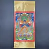 Fabricante de Caligrafía y Pintura Antigua, Pintura Colgante de Rollo Thangka de Tela de Seda con Luz Azul Antifalsificación, Bodhisattva Guanyin de Mil Manos Mil Ojos