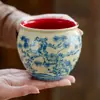 Tres Amigos del Invierno: Cuenco de Cerámica Jianshui para Lavar el Té, Accesorios de Juego de Té Negro Estilo Palacio Chino, Cuenco Individual de Escritorio para Lavar el Agua del Té