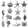 15 Colgantes de Aleación de Vida Marina Antigua Serie Estrella de Mar Medusa Tiburón Cangrejo Pulsera Joyería Accesorios Venta al por Mayor