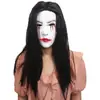 Máscara de Halloween Guion Fiesta de Asesinato Cabello Negro Cubrecabezas Capucha de Grito Látex Horror Diablo Máscara de Fantasma Femenino