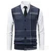 Chaleco de punto para hombre, suéter de punto sin mangas cálido para otoño e invierno, ajuste slim para hombre