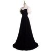 Vestido Negro de Lujo Ligero Nicho de Alta Gama Temperamento Celebridad Bir Graduación Piano Arte Prueba Un Hombro Dos Usos