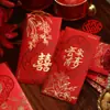 Sobres rojos para boda con miembros de boda de alta gama palabras felices bolsa de sobre rojo regalo de boda tarifa de cambio bolsa feliz está sellada