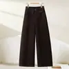 Calça Casual Larga Reta de Cintura Alta Outono Feminina Nova Versátil Modeladora com Caimento Cor Sólida Longa Moda Outer