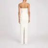Vestido largo de noche strapless estilo europeo y americano para mujer, con cintura plisada, corte ajustado, bodycon, abertura en la espalda, adecuado para banquetes y fiestas, venta al por mayor