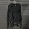24 Suéter de Punto Teñido a Mano Estilo Americano Holgado Estilo Perezoso Moda Otoño e Invierno para Mujer