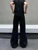 Calça jeans de alta qualidade, estilo americano, para rua, resistente, com barra desfiada, zíper, levemente flare, para homens e mulheres, perna larga, solta, corte reto, calça de trabalho