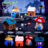 Paisaje en Miniatura Creativo Halloween Casa Luminosa Casa de Madera Casa de Champiñones Hecho a Mano Decoraciones DIY Accesorios Adornos Pequeños