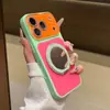 Soporte de Espejo Cross360 Compatible con iPhone18Promax Apple 17 Funda de Teléfono Acrílico con Bloques de Color 15/16